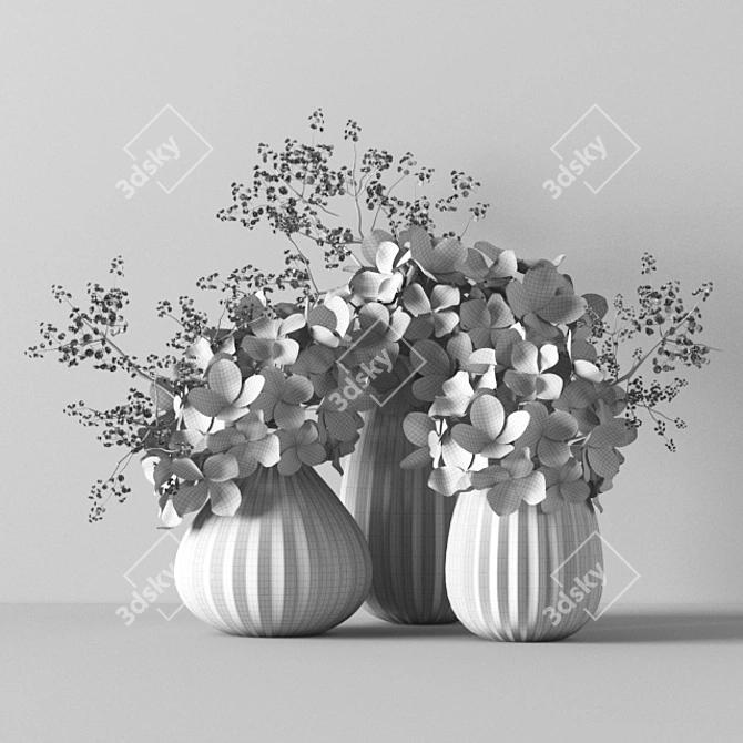 Tranquil Hydrangea Trio 3D model image 2