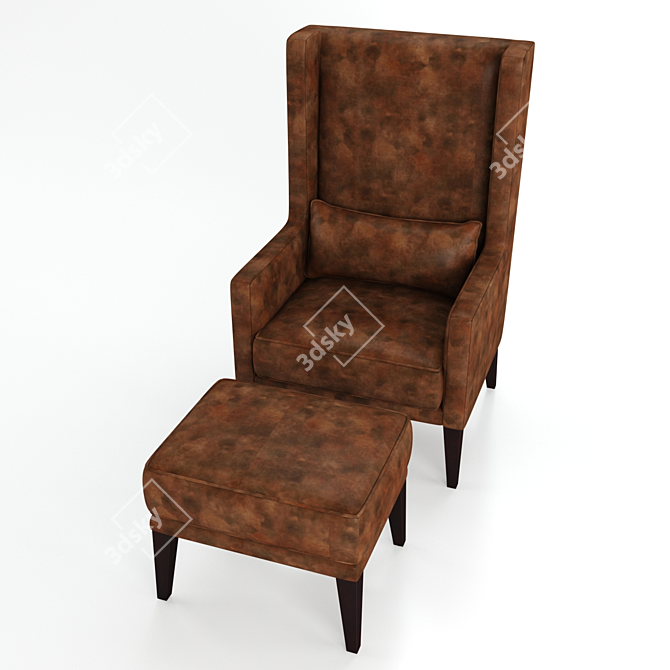 Sleek Wingback Chair 3D model image 2