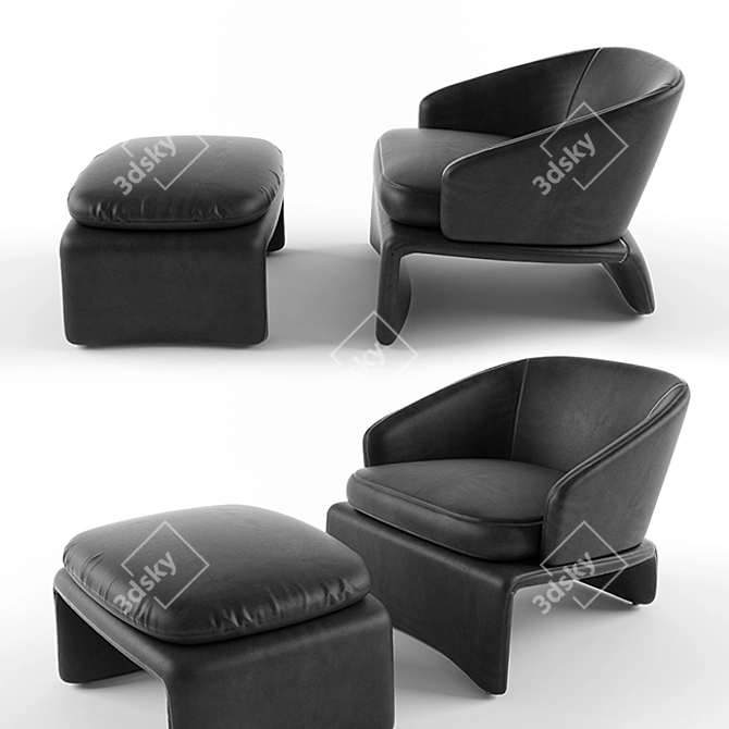 Luxury Halley Footstool: Perfect Comfort for Your Armchair 3D model image 1