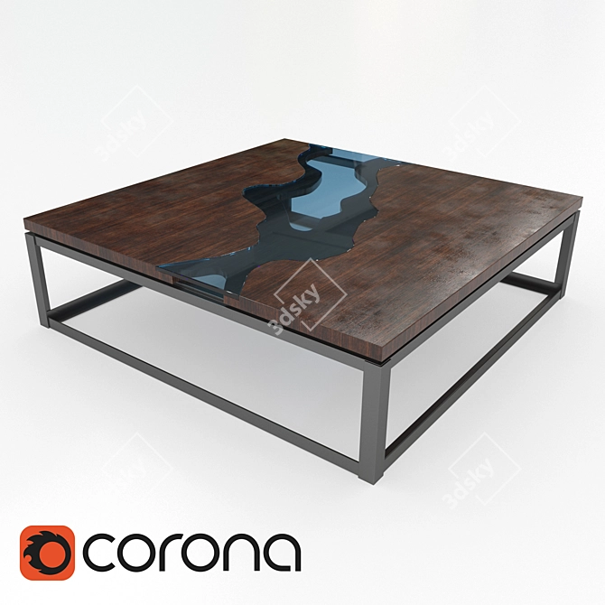 Natural Wood River Coffee Table 3D model image 1