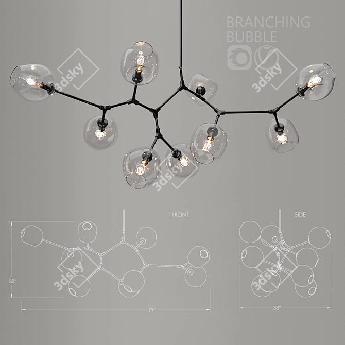 Title: Branching Bubble Pendant Lights 3D model image 1