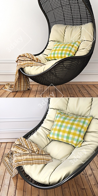 Contemporary Woven Pendant Armchair 3D model image 2