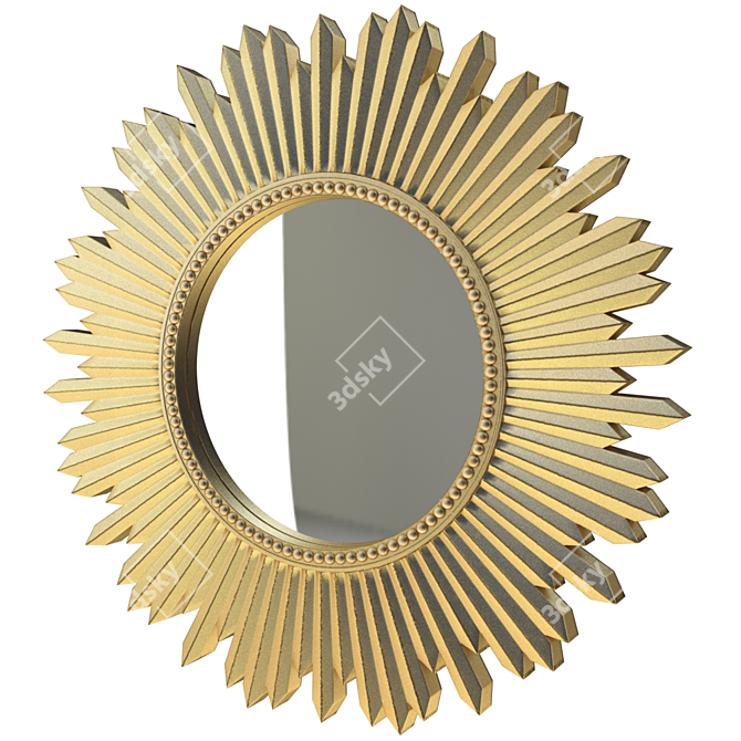 Sunlit Reflection: Golden Sun Mirror 3D model image 1