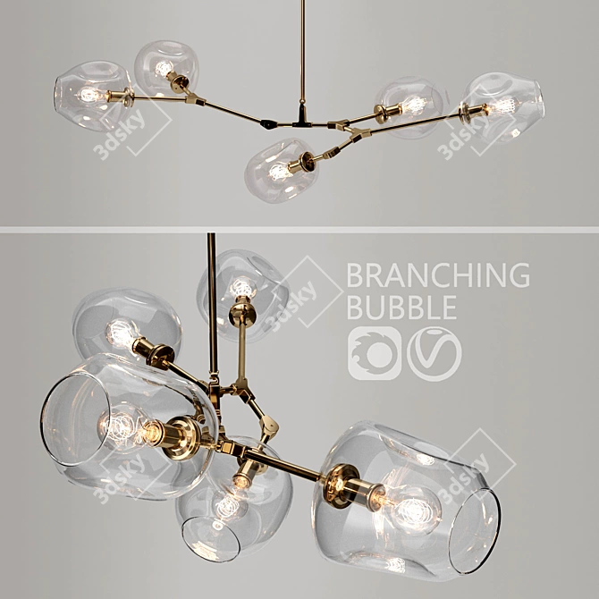 Sleek Bubble Branch 5-Lamp 3D model image 1