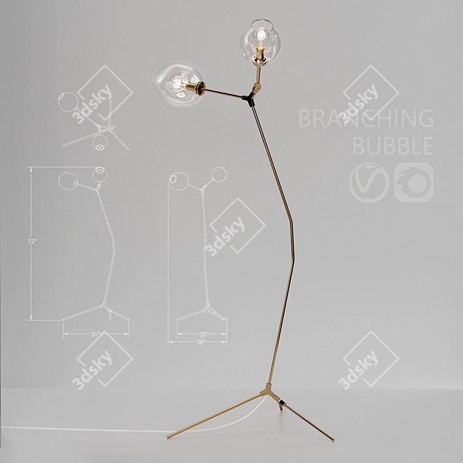 Branching Bubble Floor Lamp | Modern Lighting 3D model image 1