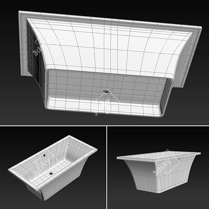 Title: Lotus Stone Bathtub 3D model image 3