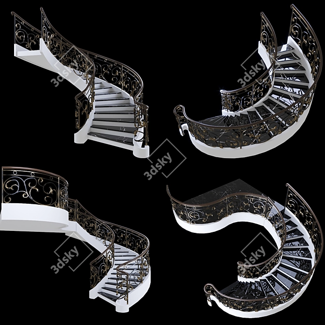 Versatile Forged Stair & Balcony 3D model image 1