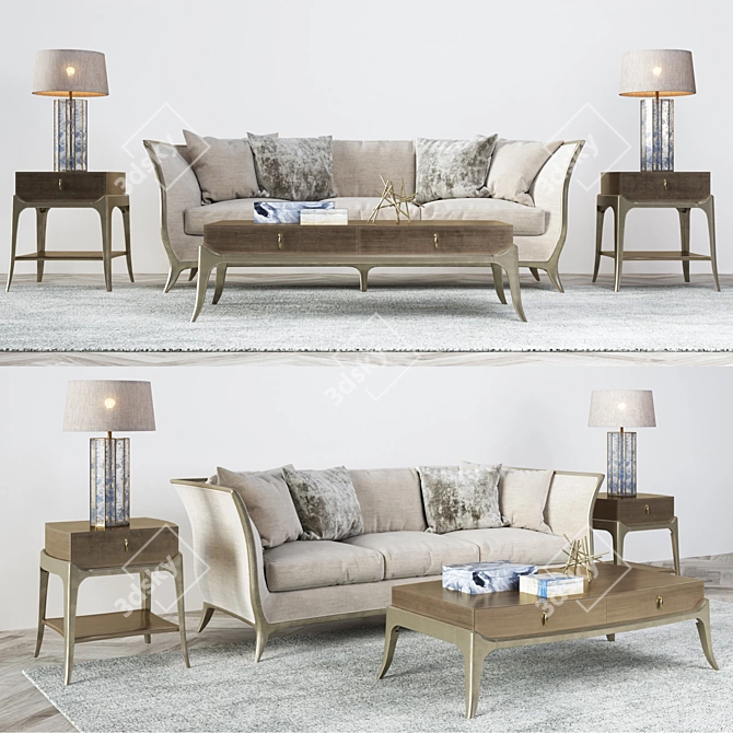 Avondale Composition: Elegant Caracole Living Set 3D model image 1