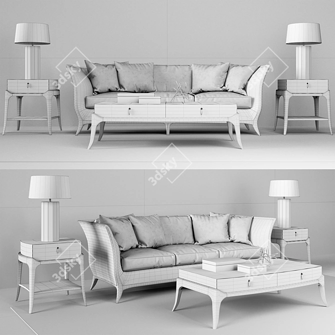 Avondale Composition: Elegant Caracole Living Set 3D model image 3
