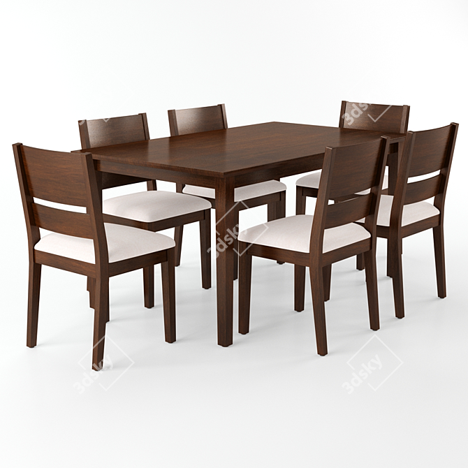 6 Seater Deluca Dining Set 3D model image 1