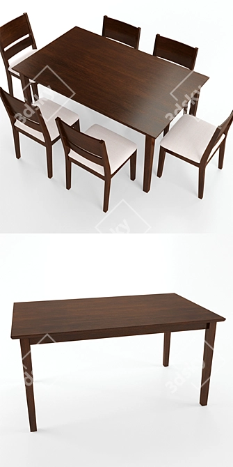 6 Seater Deluca Dining Set 3D model image 2