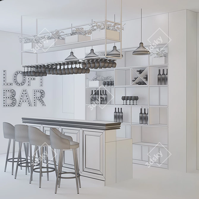 Modern Loft Bar Set 3D model image 3