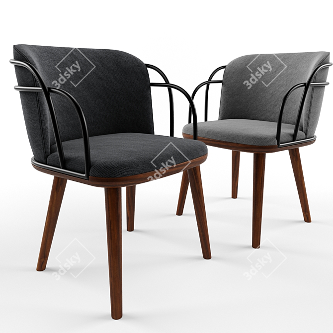 Elegant Arven Chair: 58cm x 61cm x 81cm 3D model image 1