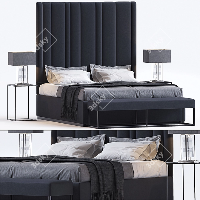 Elegant Bed and Furniture Set 3D model image 1