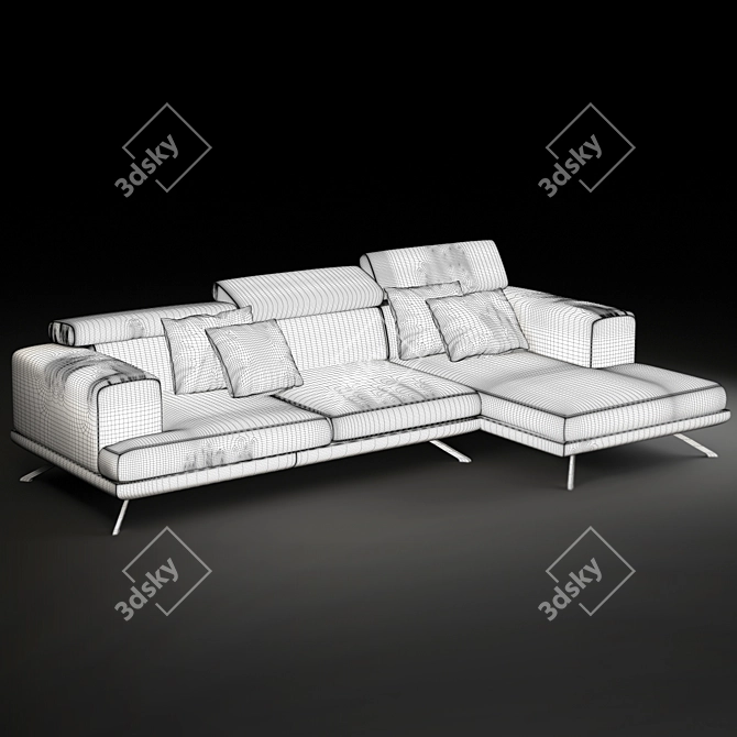 Luxurious Golden Fabric Sofas+ 3D model image 2