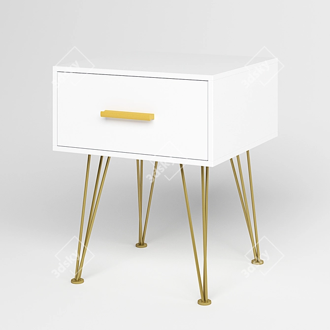 Antario Bedside Table - White 40x50x40 cm 3D model image 1