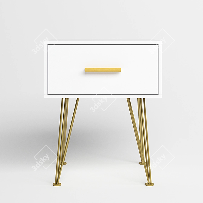 Antario Bedside Table - White 40x50x40 cm 3D model image 2