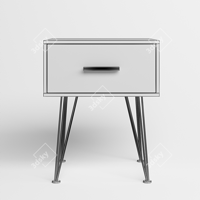 Antario Bedside Table - White 40x50x40 cm 3D model image 3