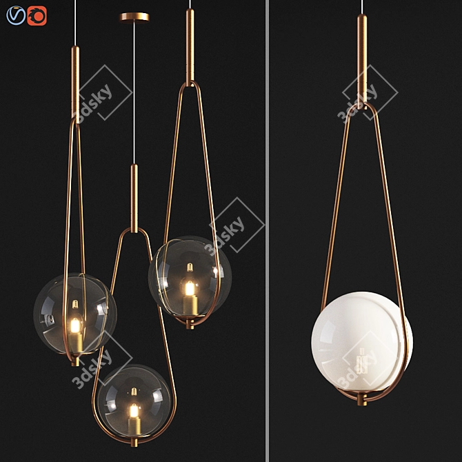 Modern Brass Pendant Lamp 3D model image 1