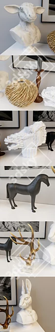 Modern Decor Set: Sculptures, Drawers, Paintings 3D model image 2