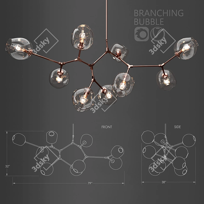 Branching Bubble Pendant Light 3D model image 1