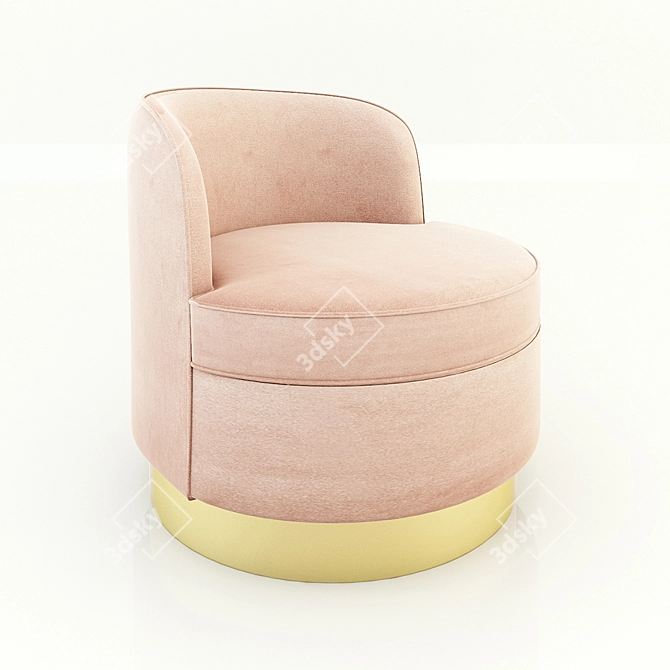 Velvet Brass Armchair 3D model image 1