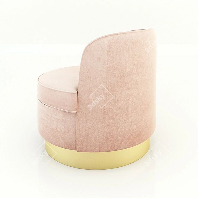 Velvet Brass Armchair 3D model image 2