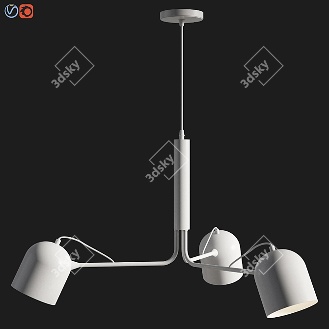 Sleek Metal White Liang Pendant 3D model image 2