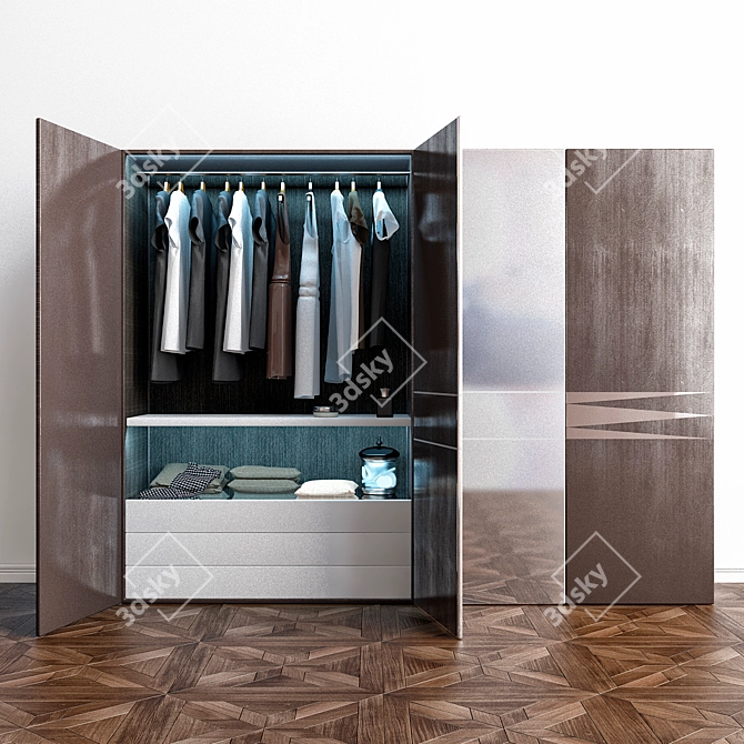 Elegant 4-Door Wardrobe - Monaco Italy 3D model image 1