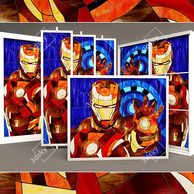 Marvelous Iron Man Stained Glass 3D model image 1