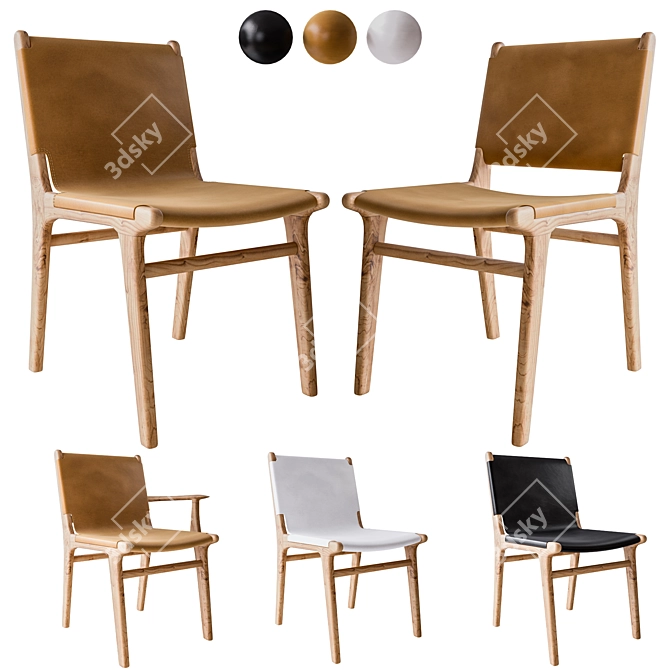  Stylish Leather Dining Chairs 3D model image 1