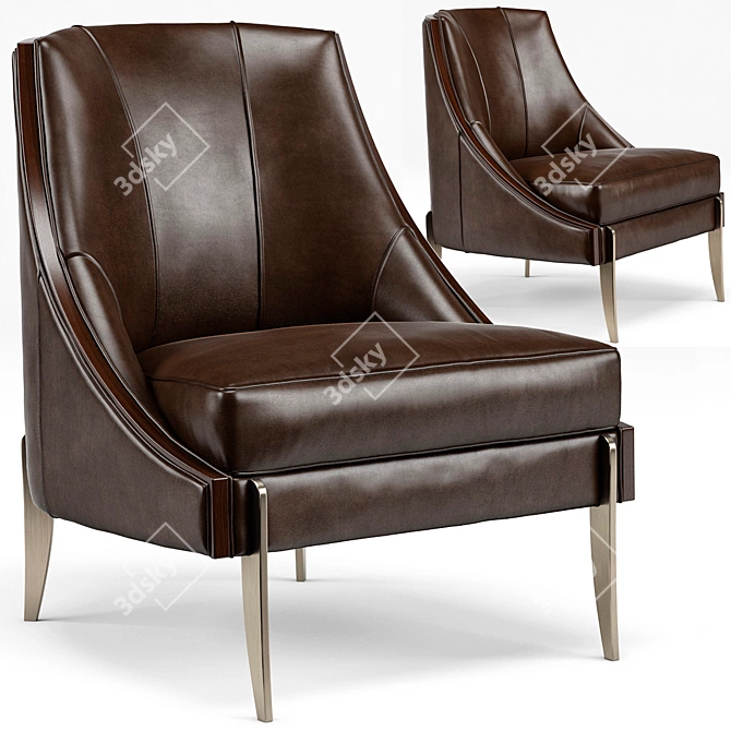 Title: Keene Modern Espresso Leather Armchair 3D model image 1