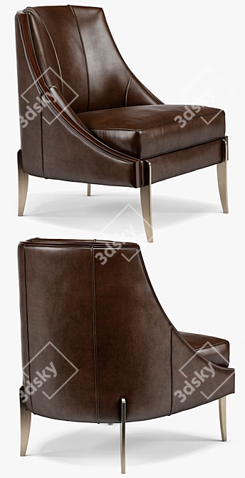 Title: Keene Modern Espresso Leather Armchair 3D model image 2