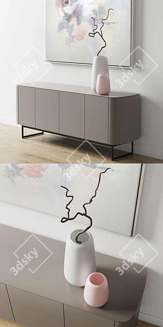 Sleek Caccaro Side Credenza 3D model image 2