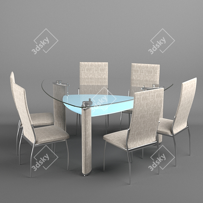 Cream Dico Dining Set 3D model image 2