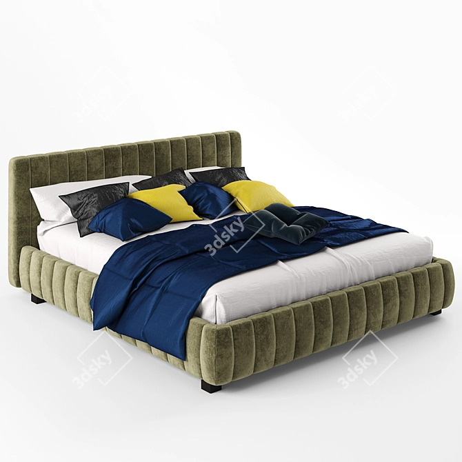 Luxury Velvet Bed - Bside Samoa 3D model image 1