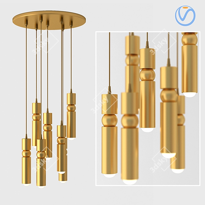 Elegant Fulcrum Light Chandelier 3D model image 1