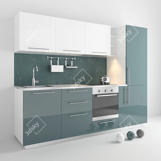 Modern IKEA METOD Kitchen Set - 3 Colors 3D model image 1