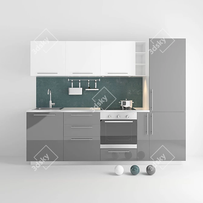 Modern IKEA METOD Kitchen Set - 3 Colors 3D model image 2