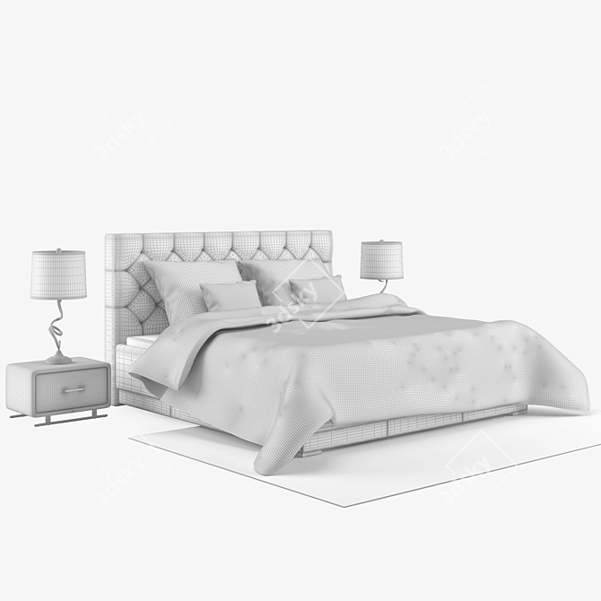 Elegant Bedroom Set with Wayfair Bed, Wynn Sectional, Firuzabad Rug, and Wayfair Lamp 3D model image 3