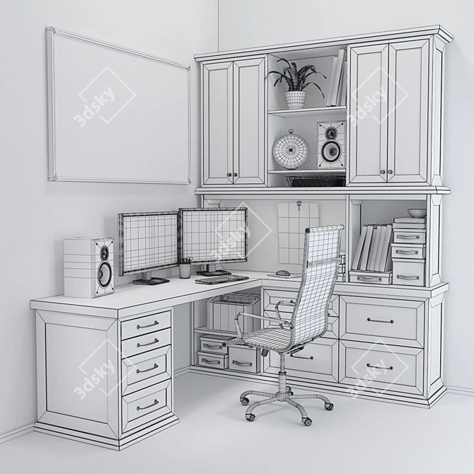Title: White Desktop Set: Practical and Stylish 3D model image 3