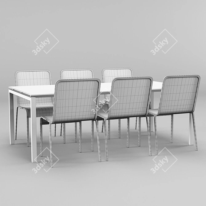 Elegant Outdoor Dining Set 3D model image 2