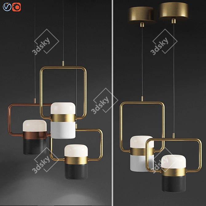 Modern Brass Ling Pendant by Seeddesign 3D model image 1