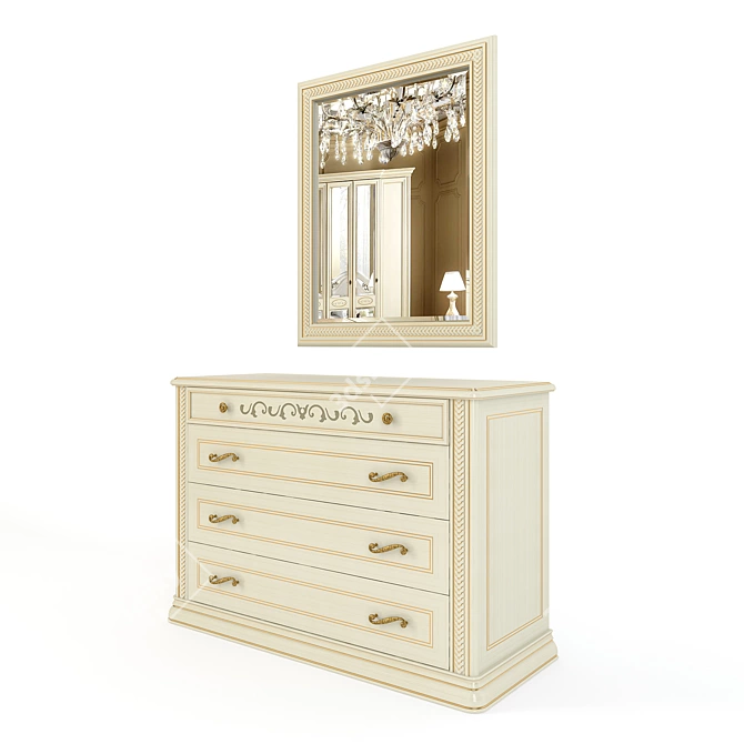 Siena Avorio Chest - Elegant Storage & Mirror 3D model image 1