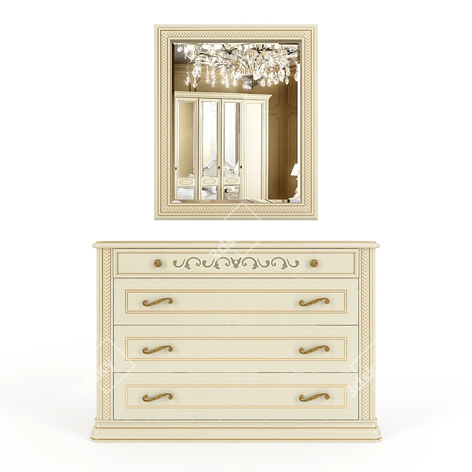 Siena Avorio Chest - Elegant Storage & Mirror 3D model image 2