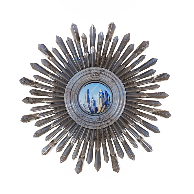 Rustic Silver Metal Framed Mirror 3D model image 1