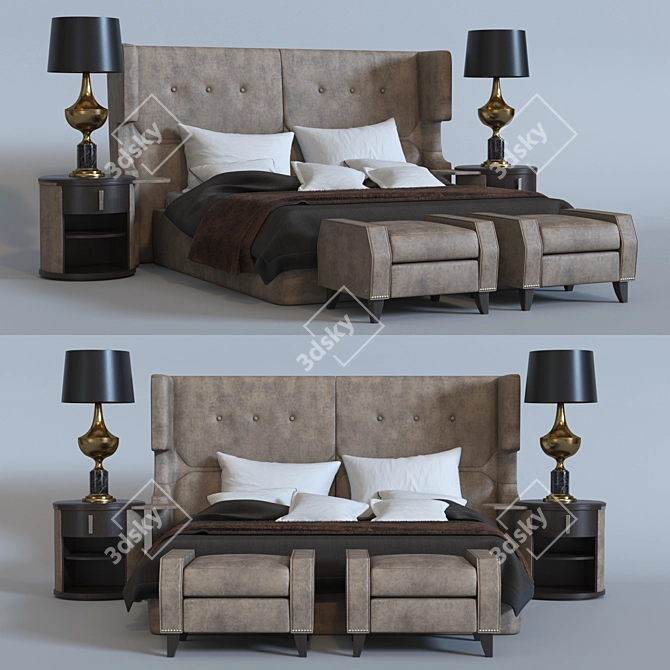 Italian Luxury: SMANIA WILLIAM Bed and Furniture Set 3D model image 1