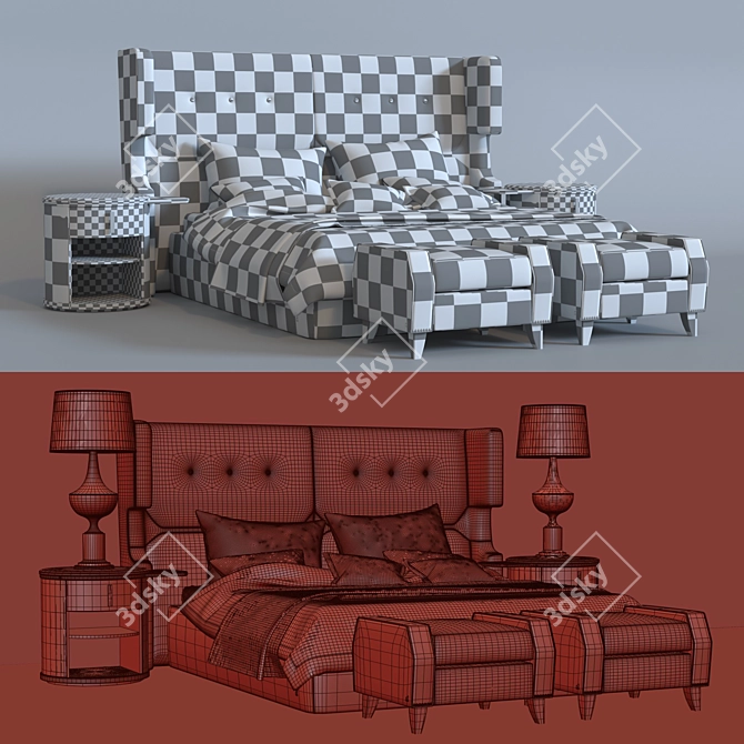 Italian Luxury: SMANIA WILLIAM Bed and Furniture Set 3D model image 3