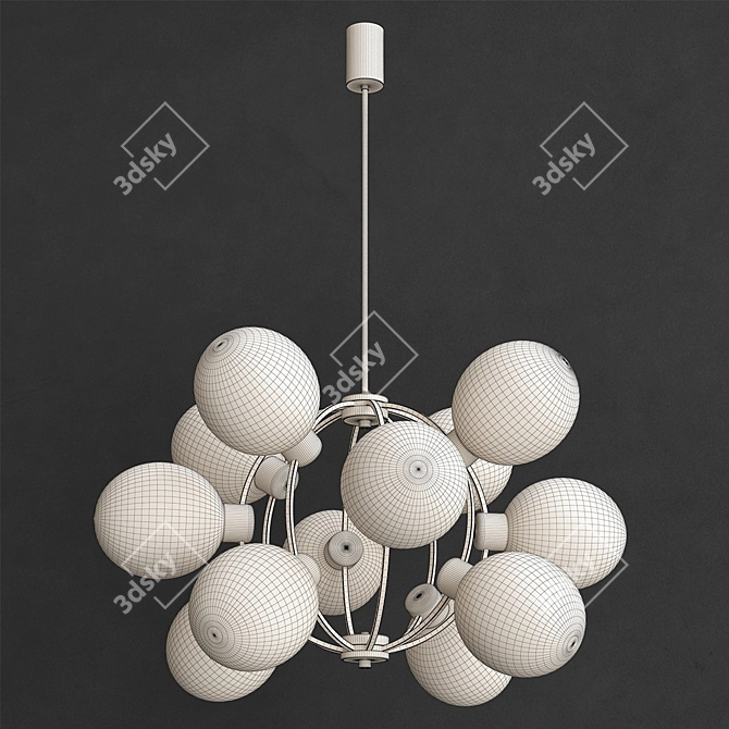 Title: Vintage Sputnik Lamp 12-Light Chrome Design 3D model image 3