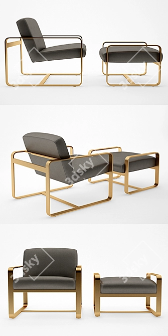 Miles Leather Accent Chair 3D model image 2
